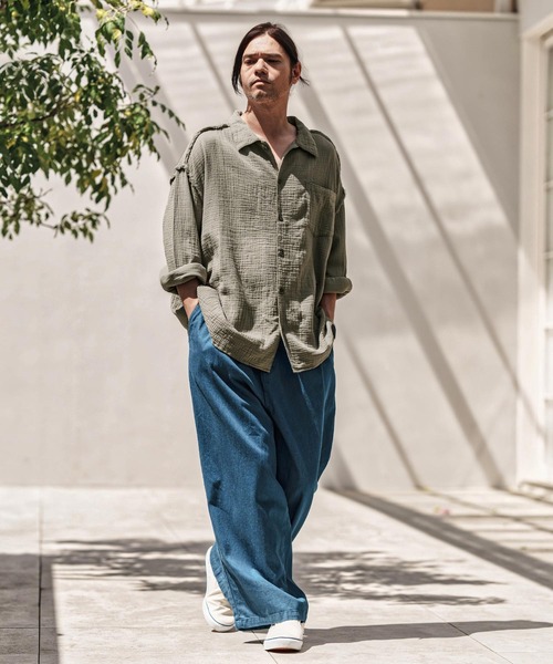 CAMBIO（カンビオ）の「ms6100-Cut Off Double Gauze Shirts ダブルガーゼシャツ（シャツ/ブラウス・メンズ・カーキ/ブラック/ホワイト・L/M）」の11枚目の写真