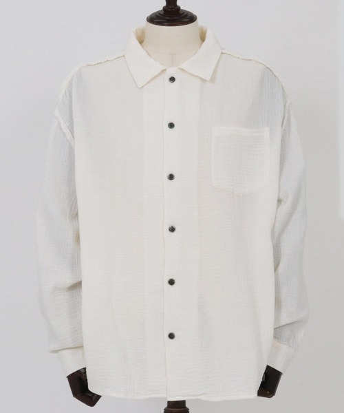 CAMBIO（カンビオ）の「ms6100-Cut Off Double Gauze Shirts ダブルガーゼシャツ（シャツ/ブラウス・メンズ・カーキ/ブラック/ホワイト・L/M）」の12枚目の写真