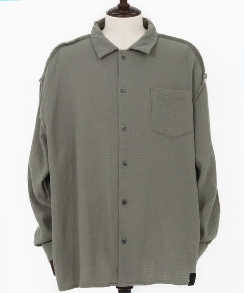 CAMBIO（カンビオ）の「ms6100-Cut Off Double Gauze Shirts ダブルガーゼシャツ（シャツ/ブラウス・メンズ・カーキ/ブラック/ホワイト・L/M）」の13枚目の写真