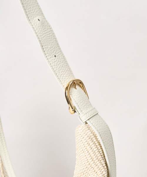 【ALDO】ラフィア調ホワイトショルダーバッグ・ゴールド金具 セール】【VIOLAd'ORO】ラフィア調ホーボーショルダーバッグ