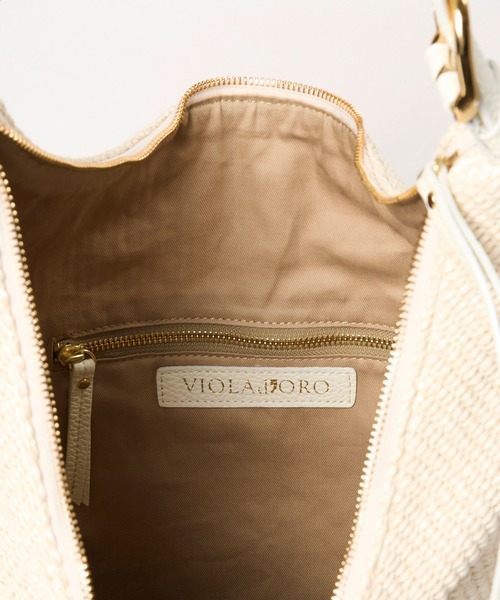 セール】【VIOLAd'ORO】ラフィア調ホーボーショルダーバッグ