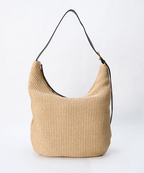 VIOLAd'ORO（ヴィオラドーロ）の「【VIOLAd'ORO】ラフィア調ホーボーショルダーバッグ-SANDRO（ショルダーバッグ・レディース・オフホワイト/ベージュ・FREE）」の5枚目の写真