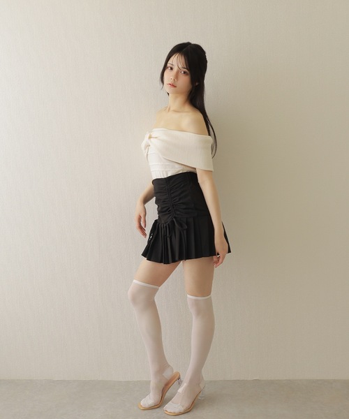 M DOLLY(エムドリー)の「ribbon offshoulder knit tops/リボンオフショルダーリブニットトップス(ニット/セーター・レディース・グレー/ブラック/アイボリー・FREE)」の22枚目の写真