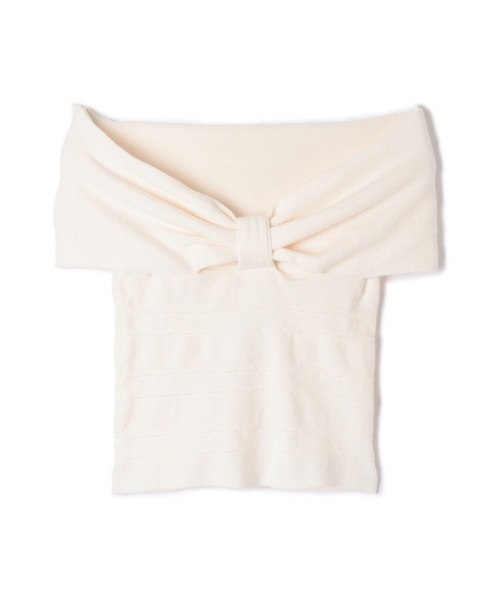 M DOLLY(エムドリー)の「ribbon offshoulder knit tops/リボンオフショルダーリブニットトップス(ニット/セーター・レディース・グレー/ブラック/アイボリー・FREE)」の12枚目の写真