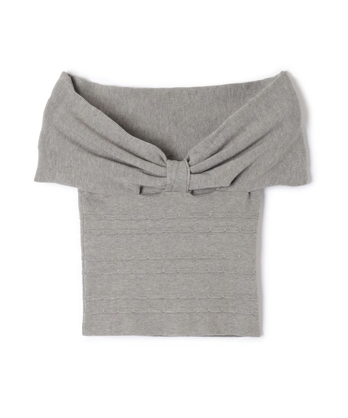 M DOLLY(エムドリー)の「ribbon offshoulder knit tops/リボンオフショルダーリブニットトップス(ニット/セーター・レディース・グレー/ブラック/アイボリー・FREE)」の5枚目の写真