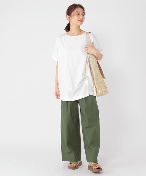 専用✿studio CLIP✿リネン混✿プルオーバーカットソー セール】メッシュドッキングチュニックプルオーバー（Tシャツ