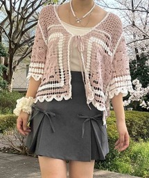 AS KNOW AS plus | ●かぎ針リボン結び半袖カーディガン(カーディガン/ボレロ)