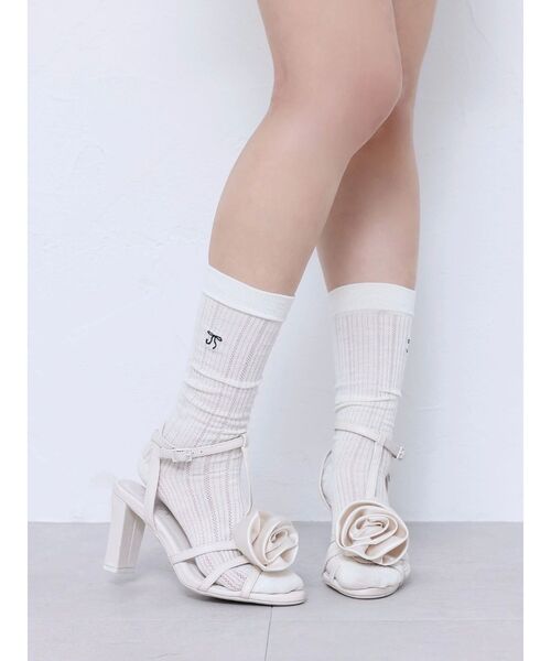 EATME（イートミー）の「リボンエンブロイダリーソックス（ソックス/靴下・レディース・グレー/ブラック/アイボリー・FREE）」の4枚目の写真