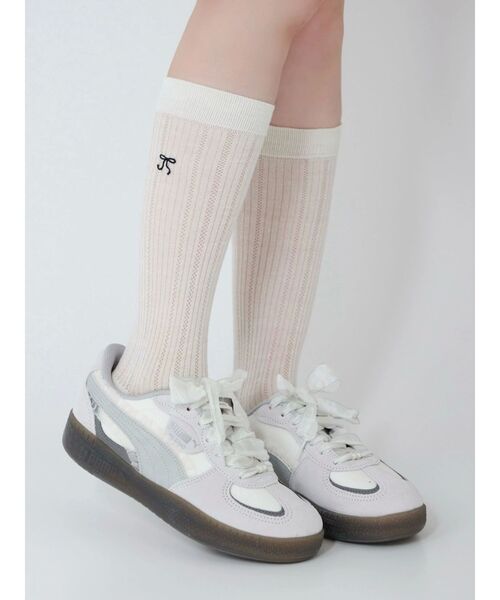 EATME（イートミー）の「リボンエンブロイダリーソックス（ソックス/靴下・レディース・グレー/ブラック/アイボリー・FREE）」の5枚目の写真