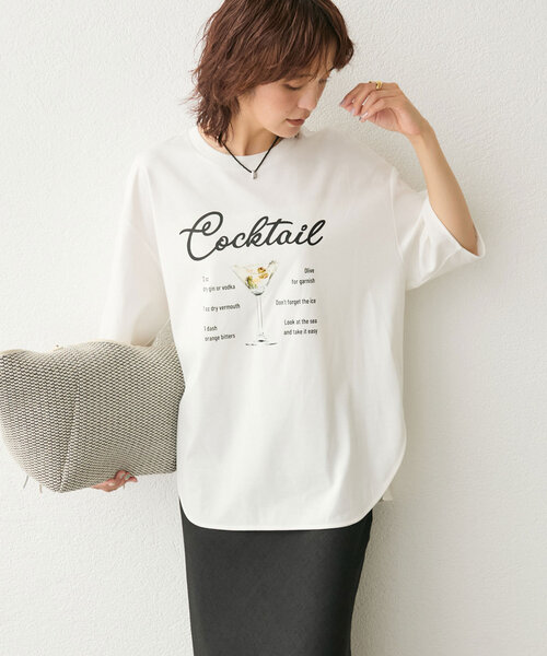 RIVE DROITE（リヴドロワ）の「【遊び心◎】COCKTAILオーバーTee（Tシャツ/カットソー・レディース・オフホワイト/ライトグレー・FREE）」の2枚目の写真