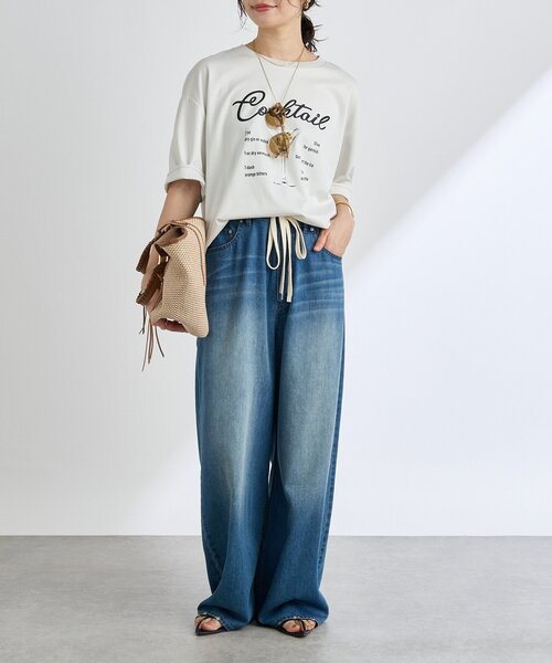 RIVE DROITE（リヴドロワ）の「【遊び心◎】COCKTAILオーバーTee（Tシャツ/カットソー・レディース・オフホワイト/ライトグレー・FREE）」の3枚目の写真