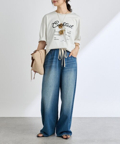 RIVE DROITE（リヴドロワ）の「【遊び心◎】COCKTAILオーバーTee（Tシャツ/カットソー・レディース・オフホワイト/ライトグレー・FREE）」の4枚目の写真