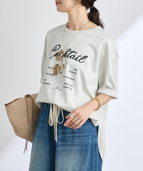 RIVE DROITE（リヴドロワ）の「【遊び心◎】COCKTAILオーバーTee（Tシャツ/カットソー・レディース・オフホワイト/ライトグレー・FREE）」の8枚目の写真