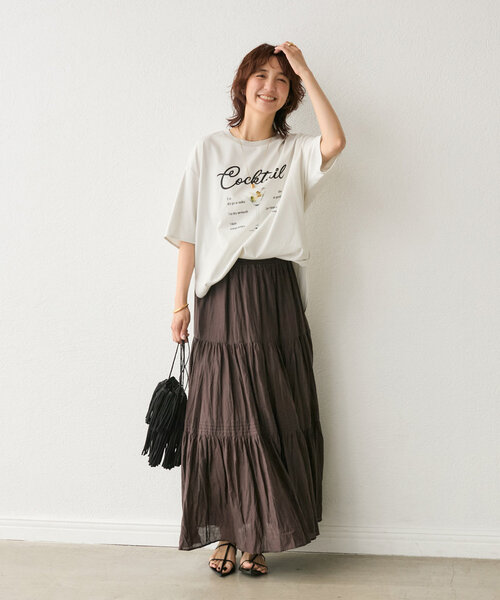 RIVE DROITE（リヴドロワ）の「【遊び心◎】COCKTAILオーバーTee（Tシャツ/カットソー・レディース・オフホワイト/ライトグレー・FREE）」の11枚目の写真