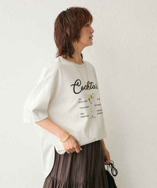 RIVE DROITE（リヴドロワ）の「【遊び心◎】COCKTAILオーバーTee（Tシャツ/カットソー・レディース・オフホワイト/ライトグレー・FREE）」の15枚目の写真