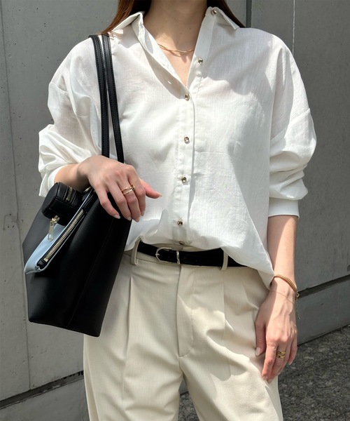 ブラウス シャツ リネンバックギャザーオーバーシャツ レディース STYLEDOOR｜リネンバックギャザーオーバーシャツ | Rakuten