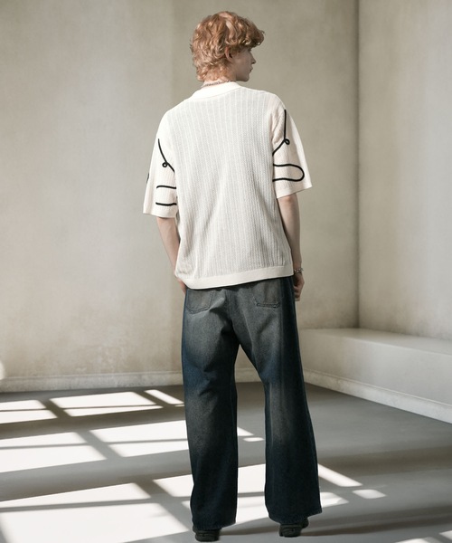 ANEDIST(アンディスト)の「コード刺繍透かし編みカーディガン(カーディガン/ボレロ・メンズ・ブラック/アイボリー/ミント・M/L)」の11枚目の写真