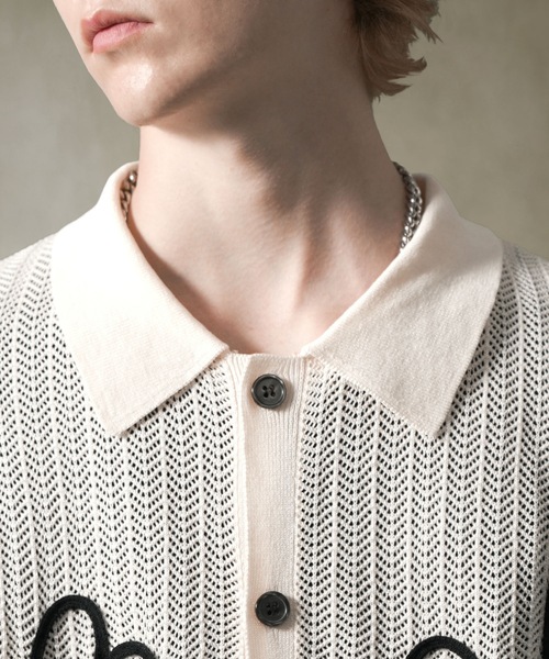 ANEDIST(アンディスト)の「コード刺繍透かし編みカーディガン(カーディガン/ボレロ・メンズ・ブラック/アイボリー/ミント・M/L)」の13枚目の写真