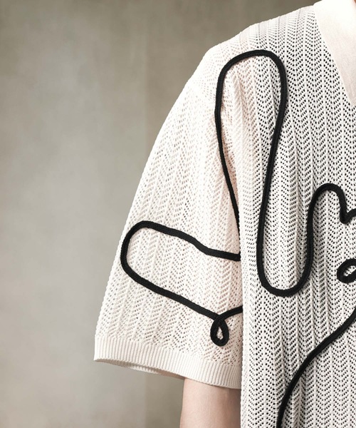 ANEDIST(アンディスト)の「コード刺繍透かし編みカーディガン(カーディガン/ボレロ・メンズ・ブラック/アイボリー/ミント・M/L)」の14枚目の写真