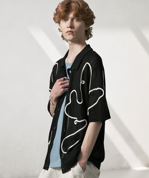 ANEDIST(アンディスト)の「コード刺繍透かし編みカーディガン(カーディガン/ボレロ・メンズ・ブラック/アイボリー/ミント・M/L)」の19枚目の写真