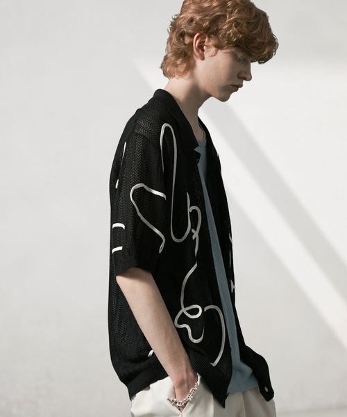 ANEDIST(アンディスト)の「コード刺繍透かし編みカーディガン(カーディガン/ボレロ・メンズ・ブラック/アイボリー/ミント・M/L)」の20枚目の写真