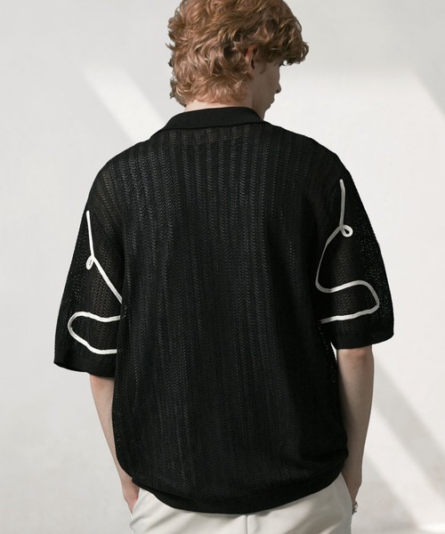 ANEDIST(アンディスト)の「コード刺繍透かし編みカーディガン(カーディガン/ボレロ・メンズ・ブラック/アイボリー/ミント・M/L)」の21枚目の写真