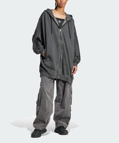 新品M Adidas フルジップパーカー　ブラック　IV9334 レディース ADILENIUM オーバーサイズ フルジップパーカー
