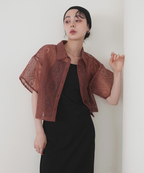 専用♡新品6万円タグ付き フランス高級シャツブランド レース装飾シフォンシャツ 新品定価6万円タグ付き フランス高級シャツブランド レース装飾