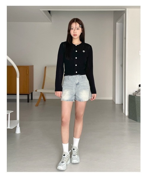 tシャツ A'GEM/9 × .kom 「muah muah/ムーアムーア」Line stitch logo cardigan/ラインステッチ ロゴカ A'GEM/9 × .kom 『muah muah/ムーアムーア』Line stitch logo