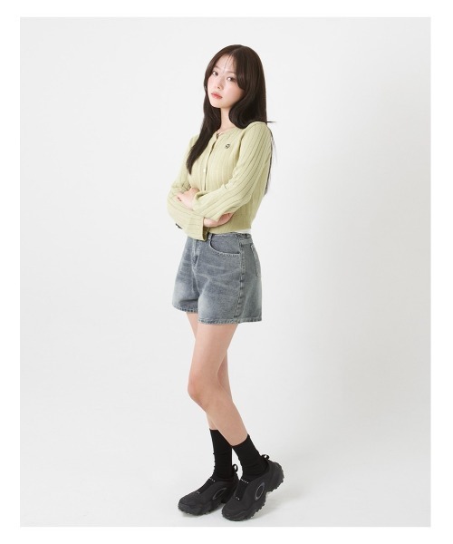 tシャツ A'GEM/9 × .kom 「muah muah/ムーアムーア」Line stitch logo cardigan/ラインステッチ ロゴカ A'GEM/9 × .kom 『muah muah/ムーアムーア』Line stitch logo