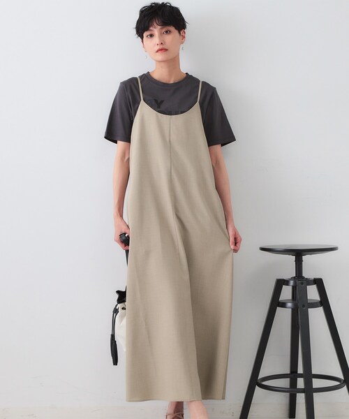 OPAQUE.CLIP(オペークドットクリップ)の「リネンライクキャミワンピース【洗濯機洗い可】(ワンピース・レディース・チャコールグレー/ブラック/ベージュ・36/38/40/42)」の4枚目の写真
