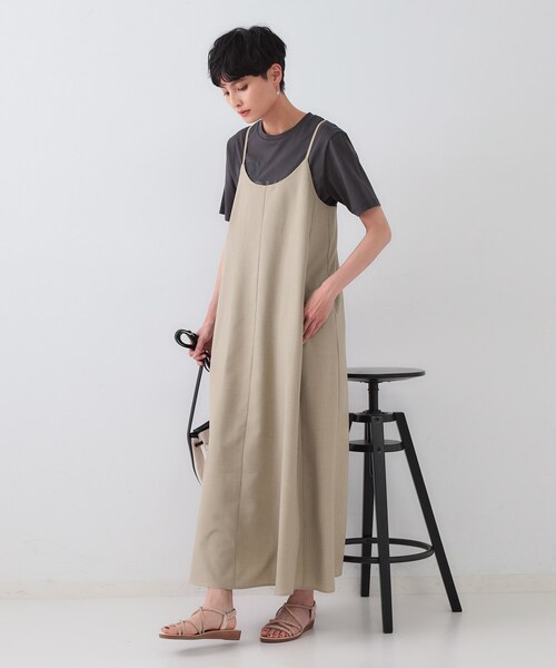 OPAQUE.CLIP(オペークドットクリップ)の「リネンライクキャミワンピース【洗濯機洗い可】(ワンピース・レディース・チャコールグレー/ブラック/ベージュ・36/38/40/42)」の5枚目の写真