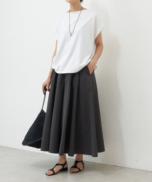 お歳暮 人気 ストライプボリュームキュロット（その他パンツ）｜BEARDSLEY パンツ