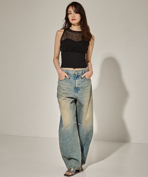 TAN（タン）の「【TAN/タン】SHINY 2PIECES TOPS/シャイニー２ピーストップス（その他トップス・レディース・ブラック/オリーブ/ブラウン・FREE）」の14枚目の写真