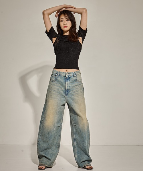 TAN（タン）の「【TAN/タン】SHINY 2PIECES TOPS/シャイニー２ピーストップス（その他トップス・レディース・ブラック/オリーブ/ブラウン・FREE）」の11枚目の写真