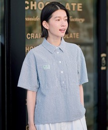 サッカー生地」に該当するシャツ/ブラウス（半袖 / ストライプ柄