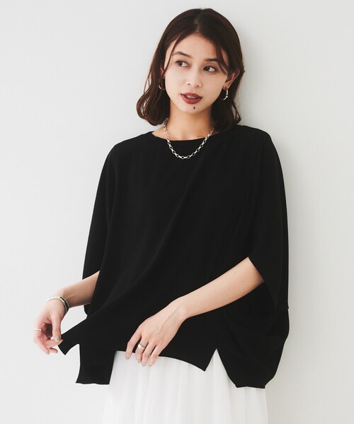 UNTITLED（アンタイトル）の「【UVカット/接触冷感/吸水速乾/ストレッチ性】ドルマンプルオーバー（Tシャツ/カットソー・レディース・ブラック/チャコールグレー/ホワイト・44/48/00/02/04）」の2枚目の写真