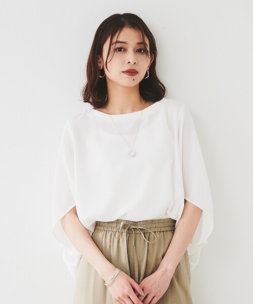 UNTITLED（アンタイトル）の「【UVカット/接触冷感/吸水速乾/ストレッチ性】ドルマンプルオーバー（Tシャツ/カットソー・レディース・ブラック/チャコールグレー/ホワイト・44/48/00/02/04）」の5枚目の写真