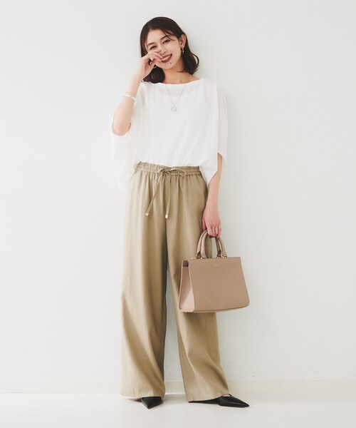 UNTITLED（アンタイトル）の「【UVカット/接触冷感/吸水速乾/ストレッチ性】ドルマンプルオーバー（Tシャツ/カットソー・レディース・ブラック/チャコールグレー/ホワイト・44/48/00/02/04）」の7枚目の写真