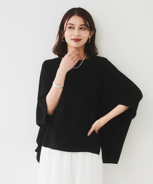 UNTITLED（アンタイトル）の「【UVカット/接触冷感/吸水速乾/ストレッチ性】ドルマンプルオーバー（Tシャツ/カットソー・レディース・ブラック/チャコールグレー/ホワイト・44/48/00/02/04）」の9枚目の写真