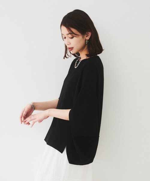 UNTITLED（アンタイトル）の「【UVカット/接触冷感/吸水速乾/ストレッチ性】ドルマンプルオーバー（Tシャツ/カットソー・レディース・ブラック/チャコールグレー/ホワイト・44/48/00/02/04）」の10枚目の写真