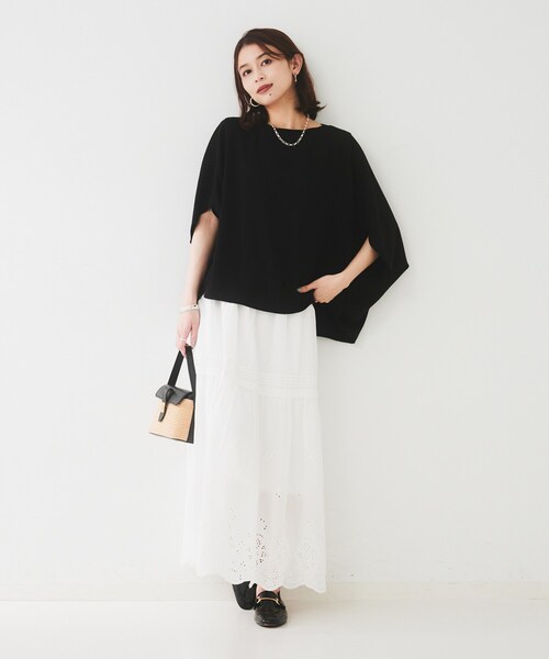 UNTITLED（アンタイトル）の「【UVカット/接触冷感/吸水速乾/ストレッチ性】ドルマンプルオーバー（Tシャツ/カットソー・レディース・ブラック/チャコールグレー/ホワイト・44/48/00/02/04）」の11枚目の写真