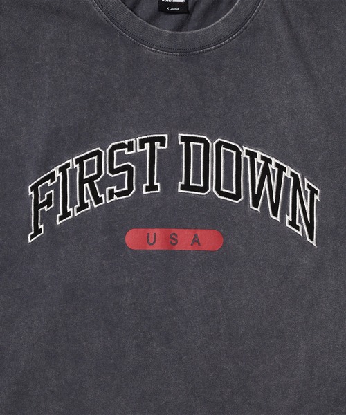 FIRST DOWN（ファーストダウン）の「ピグメント ロゴ ショートスリーブ Tシャツ #2（Tシャツ/カットソー・メンズ・イエロー/チャコール/オフホワイト・M/XL/L）」の6枚目の写真