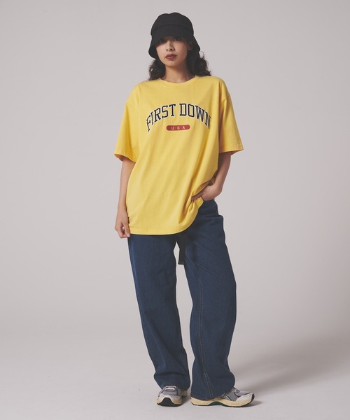 FIRST DOWN（ファーストダウン）の「ピグメント ロゴ ショートスリーブ Tシャツ #2（Tシャツ/カットソー・メンズ・イエロー/チャコール/オフホワイト・M/XL/L）」の15枚目の写真