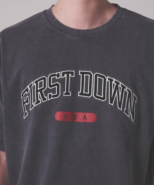 FIRST DOWN（ファーストダウン）の「ピグメント ロゴ ショートスリーブ Tシャツ #2（Tシャツ/カットソー・メンズ・イエロー/チャコール/オフホワイト・M/XL/L）」の17枚目の写真