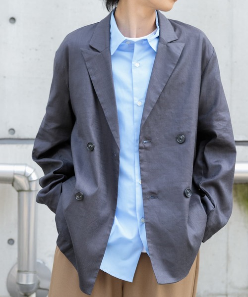 ITEMS URBANRESEARCH(ACeY A[oT[`)́wZbgAbvΉxLinen Blend Double Jacket(̑AE^[)
