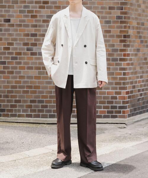 ITEMS URBANRESEARCH（アイテムズ アーバンリサーチ）の「『セットアップ対応』Linen Blend Double Jacket（その他アウター・メンズ・ブラウン/アイボリー/チャコールグレー・MEDIUM/LARGE）」の5枚目の写真