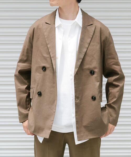 ITEMS URBANRESEARCH（アイテムズ アーバンリサーチ）の「『セットアップ対応』Linen Blend Double Jacket（その他アウター・メンズ・ブラウン/アイボリー/チャコールグレー・MEDIUM/LARGE）」の18枚目の写真