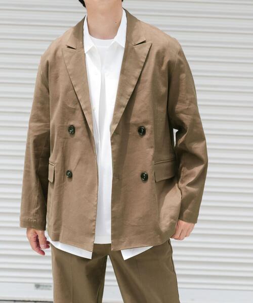 ITEMS URBANRESEARCH（アイテムズ アーバンリサーチ）の「『セットアップ対応』Linen Blend Double Jacket（その他アウター・メンズ・ブラウン/アイボリー/チャコールグレー・MEDIUM/LARGE）」の17枚目の写真