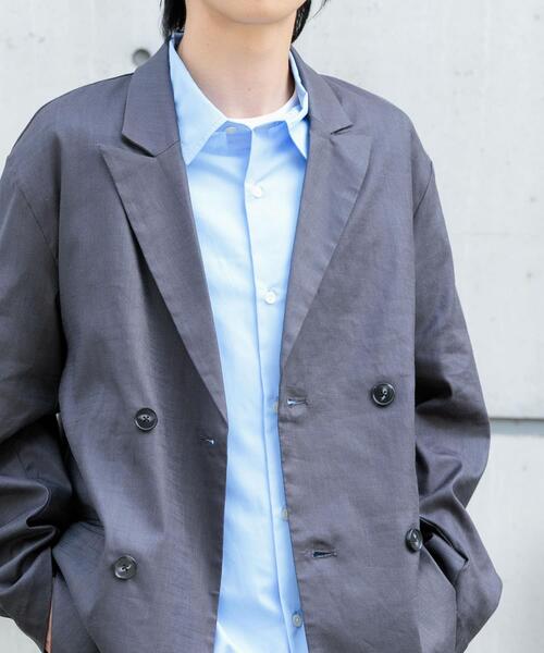 ITEMS URBANRESEARCH（アイテムズ アーバンリサーチ）の「『セットアップ対応』Linen Blend Double Jacket（その他アウター・メンズ・ブラウン/アイボリー/チャコールグレー・MEDIUM/LARGE）」の8枚目の写真
